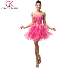 Grace Karin llegada nueva llegada sin tirantes cóctel corto vestido de cóctel de organza 2015 CL007587-3